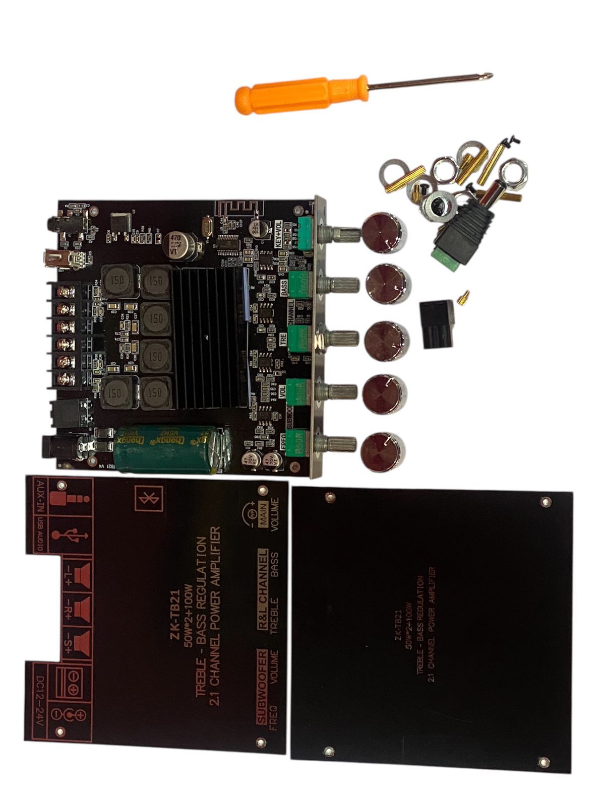 img-20251112-wa0040467836288885407483 TB 2.1 Channel Class D Power Amplifier Board – 50W+50W Stereo + 100W Subwoofer Output - Image 1