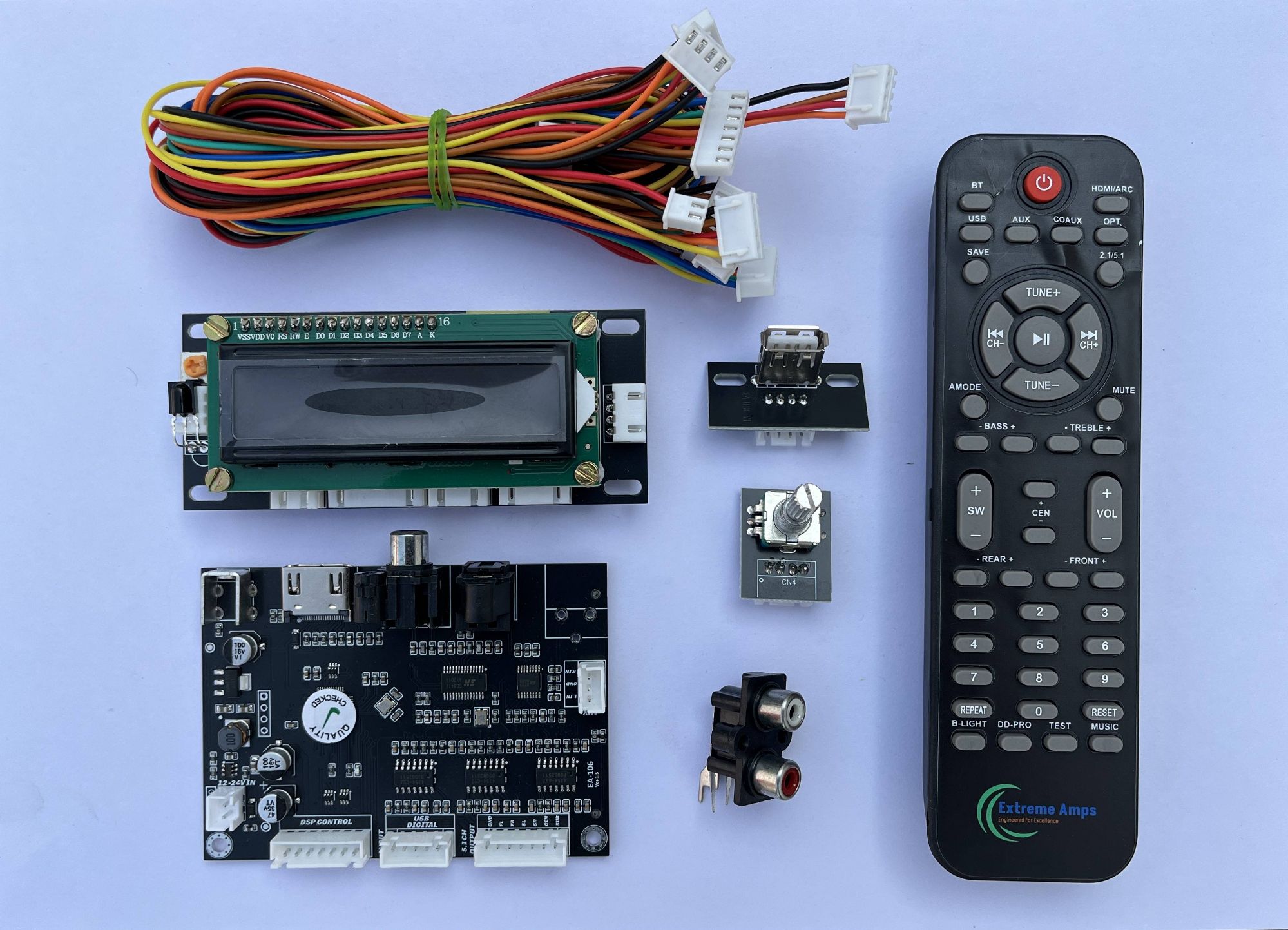 45134d00-dfda-4f8f-a9f1-cde7ea773ab26300016658864246884 extreme amps 5.1 decoder with display EA-106 5.1 Remote kit (EA-106) - Image 1