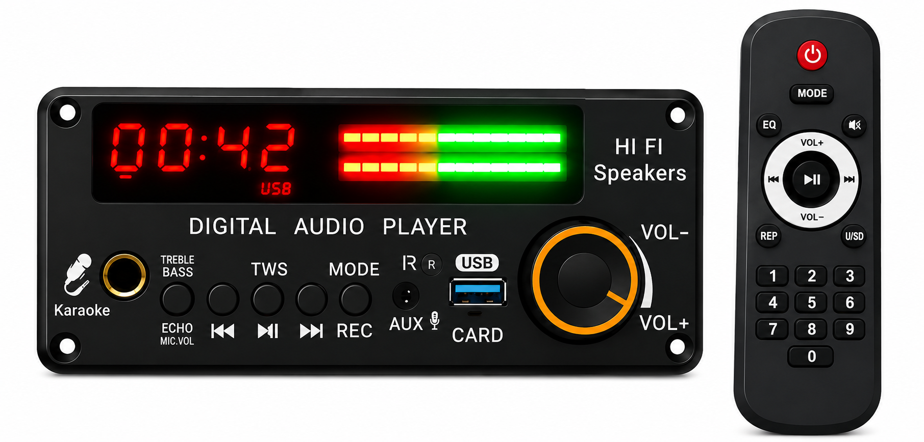 Geestar Digital Audio Player with Spectrum LED Analyzer | Bluetooth 5.0 USB TF Card AUX MP3 Decoder Board with Remote